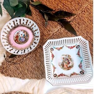 Courting Couple Porcelain and‎ China Plates Vintage Royal Halsey